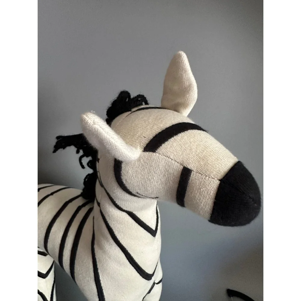 Meri Meri Organic Cotton Zebra Plush Knitted Stuffed Animal Toy 19 Inch